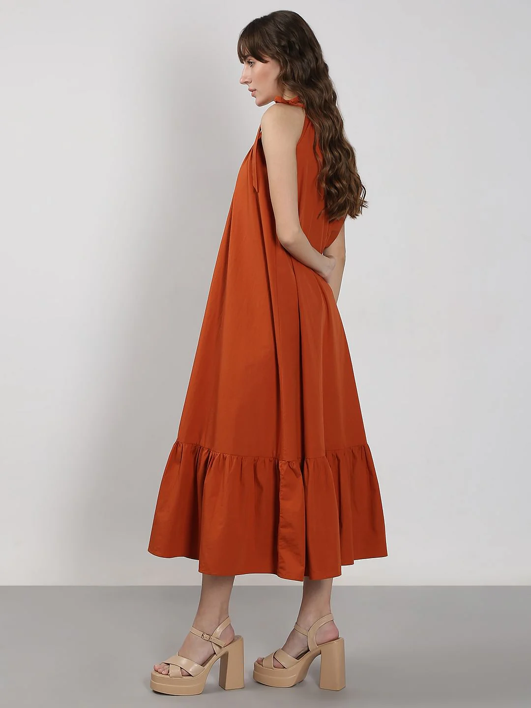 Rust Midi Dress - Image 3