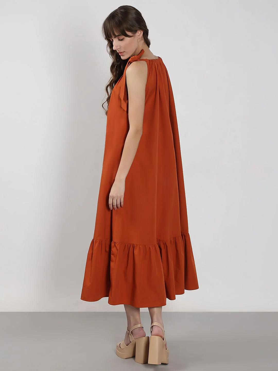 Rust Midi Dress - Image 4