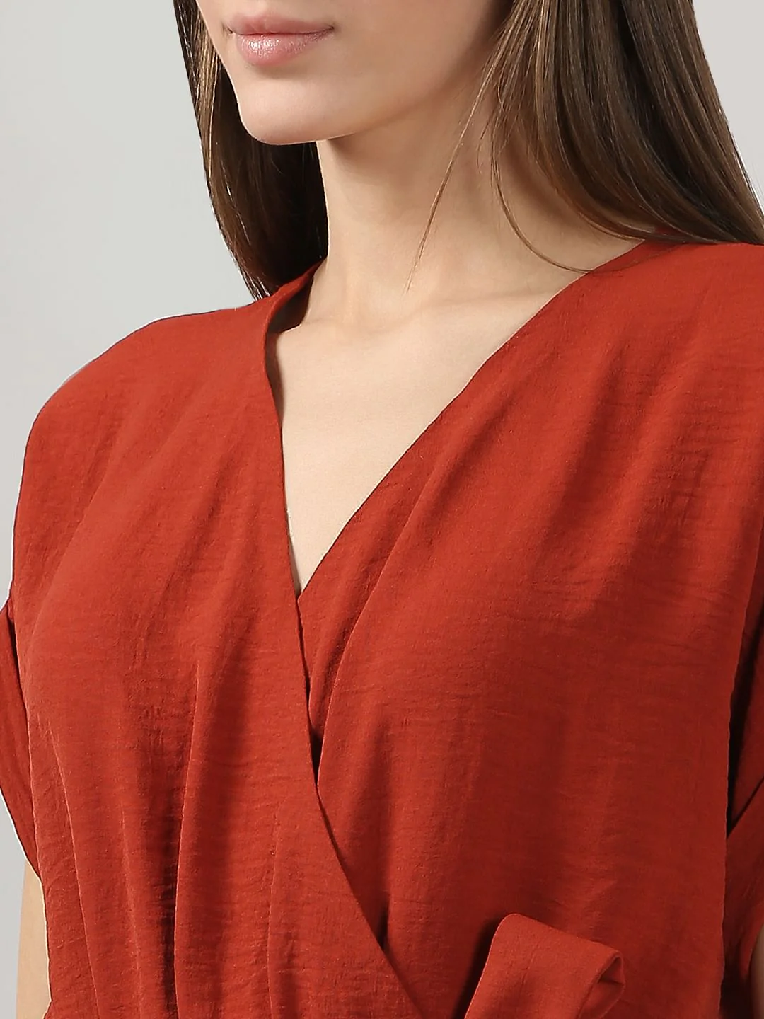 Red V Neck Jumpsuit - Image 7