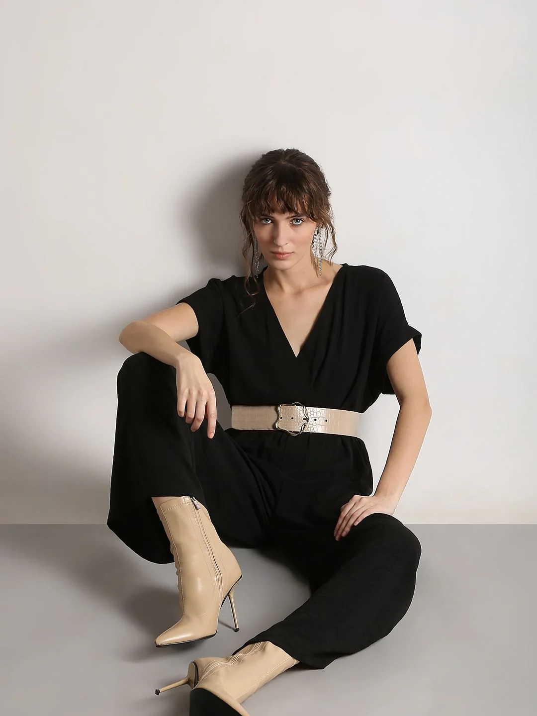Black V Neck Jumpsuit
