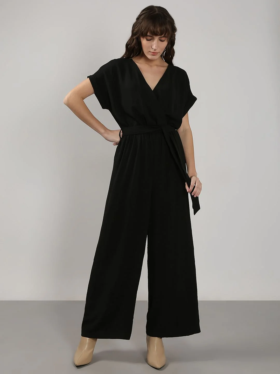 Black V Neck Jumpsuit - Image 2