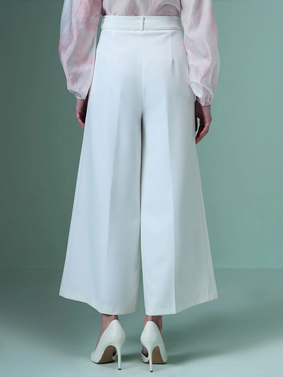 Marquee White Ankle Length Wide Leg Pants - Image 4