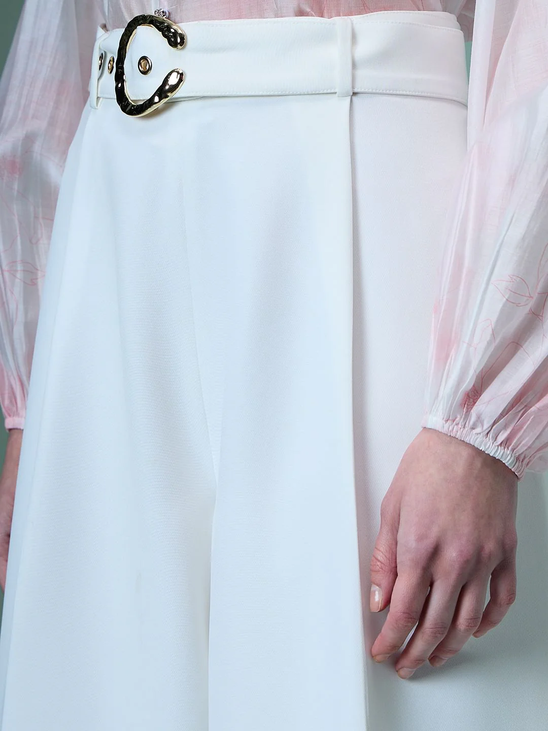 Marquee White Ankle Length Wide Leg Pants - Image 8