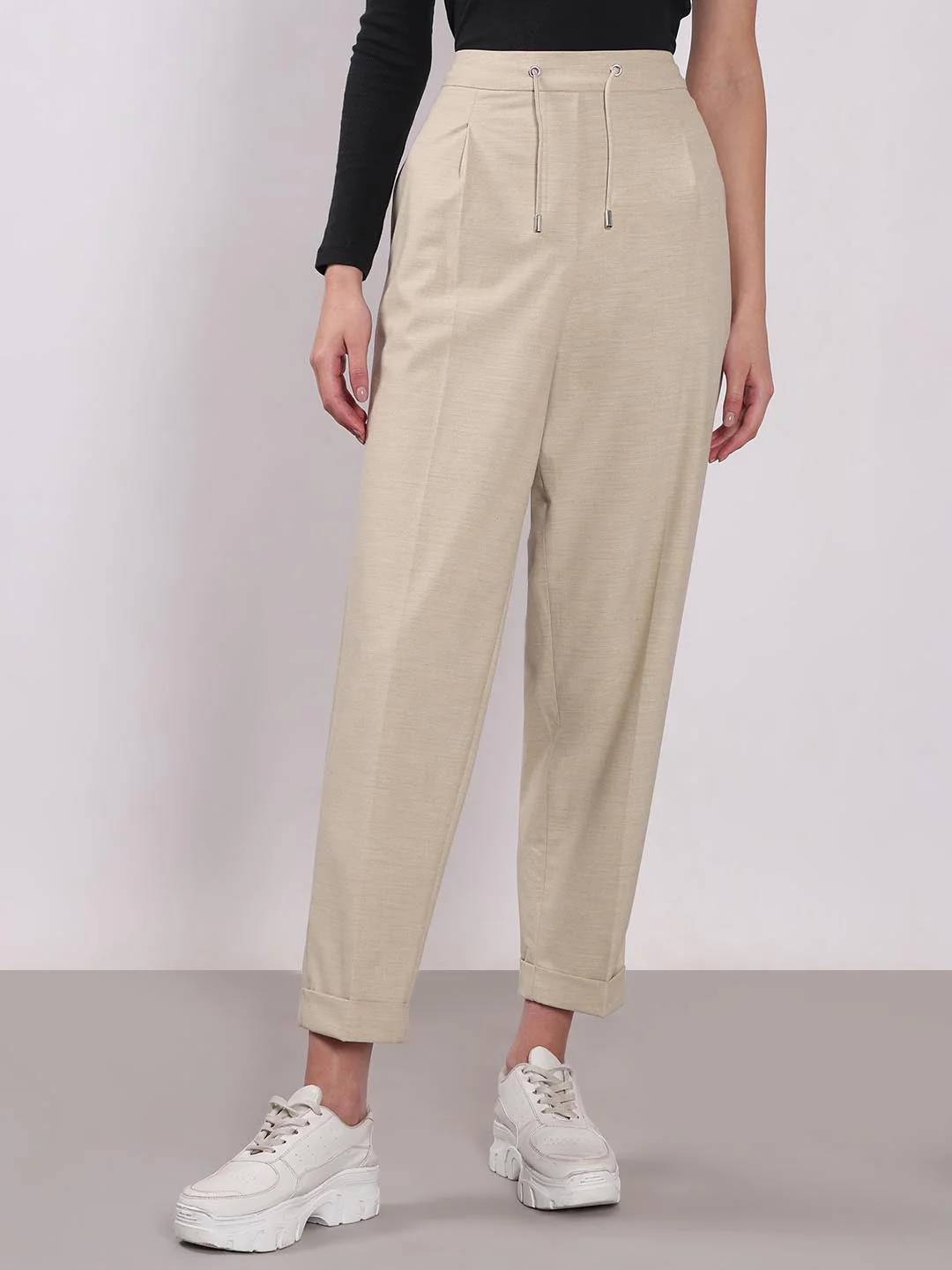 Vero Moda Beige Tapered Fit Pants - Image 2