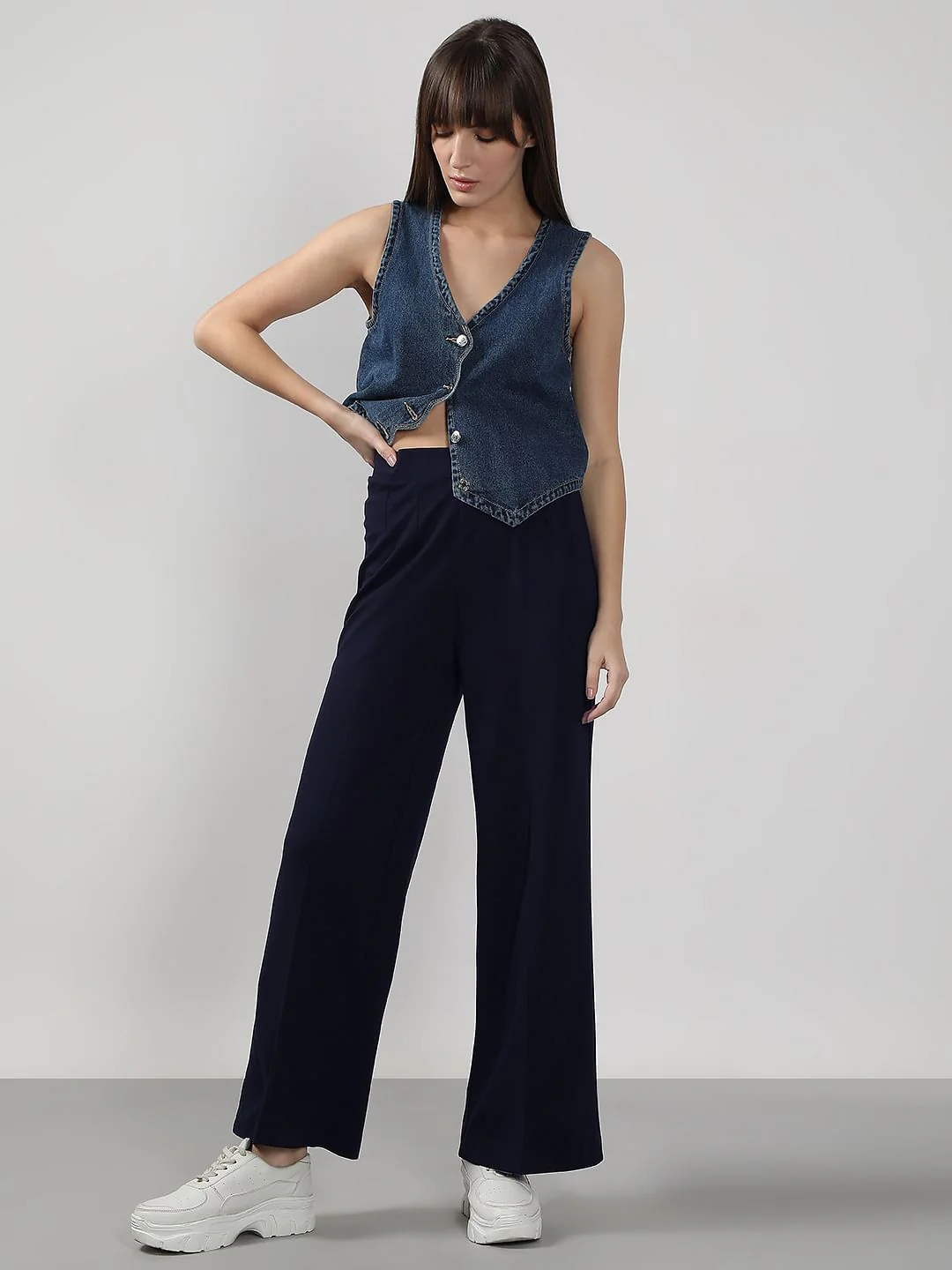 Dark Navy Flared Pants - Image 5