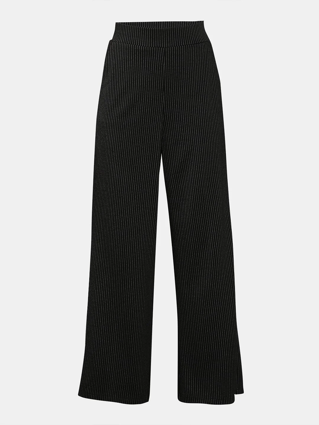 Black High Rise Striped Flared Pants - Image 7
