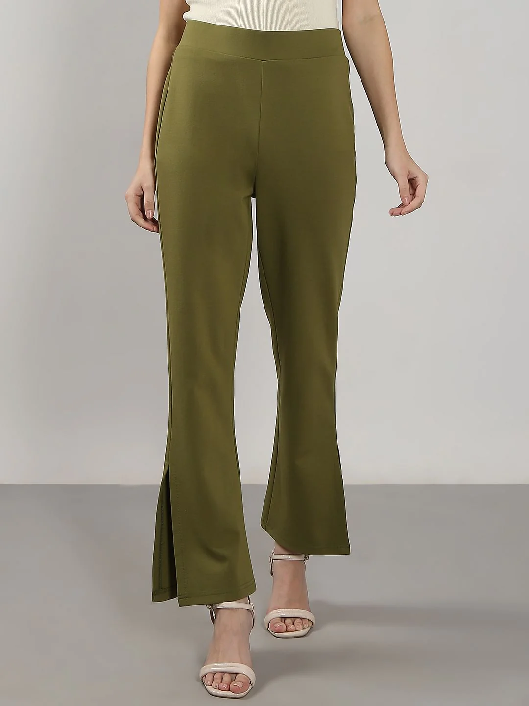 Olive High Rise Flared Pants - Image 2