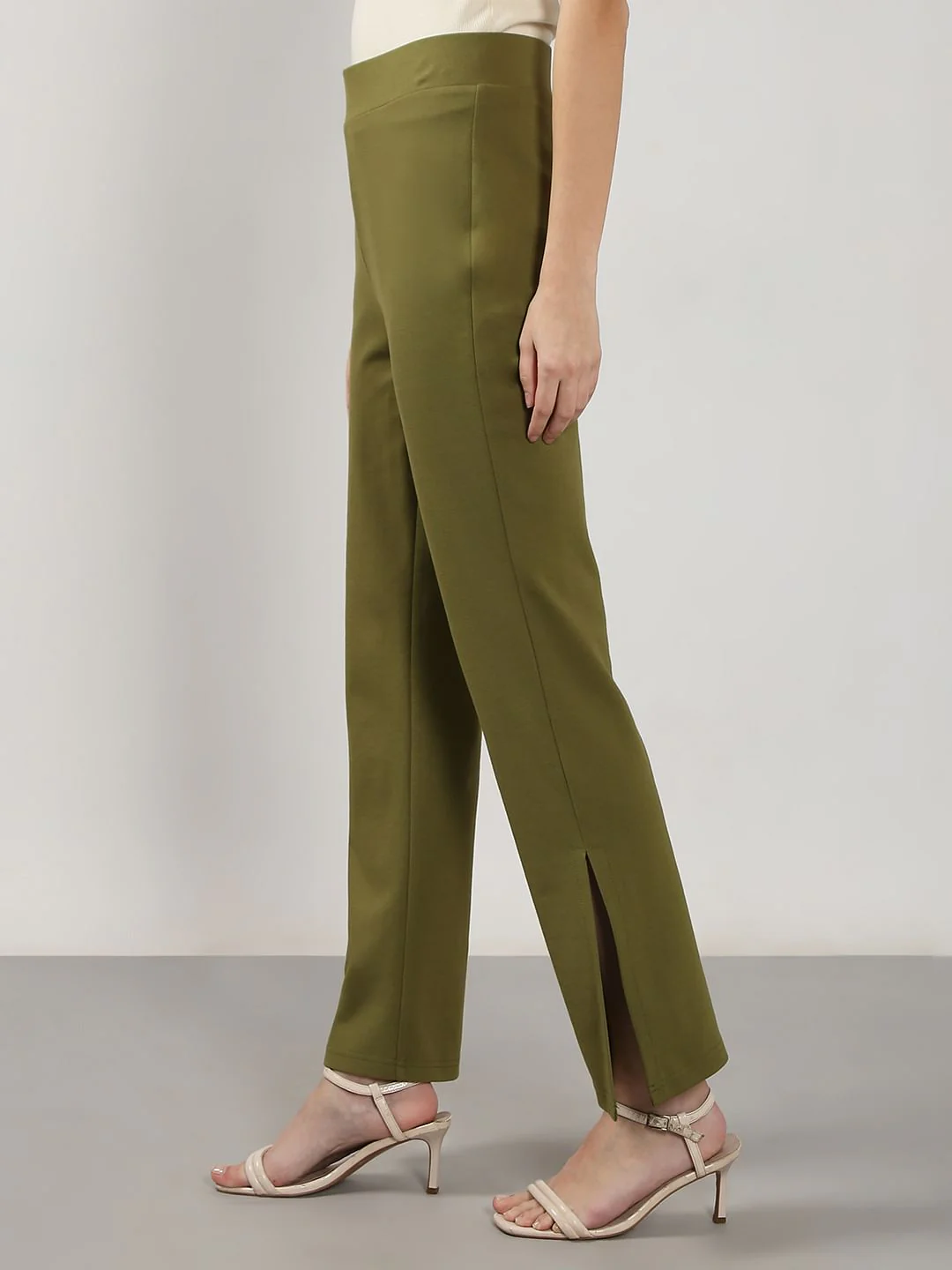 Olive High Rise Flared Pants - Image 3