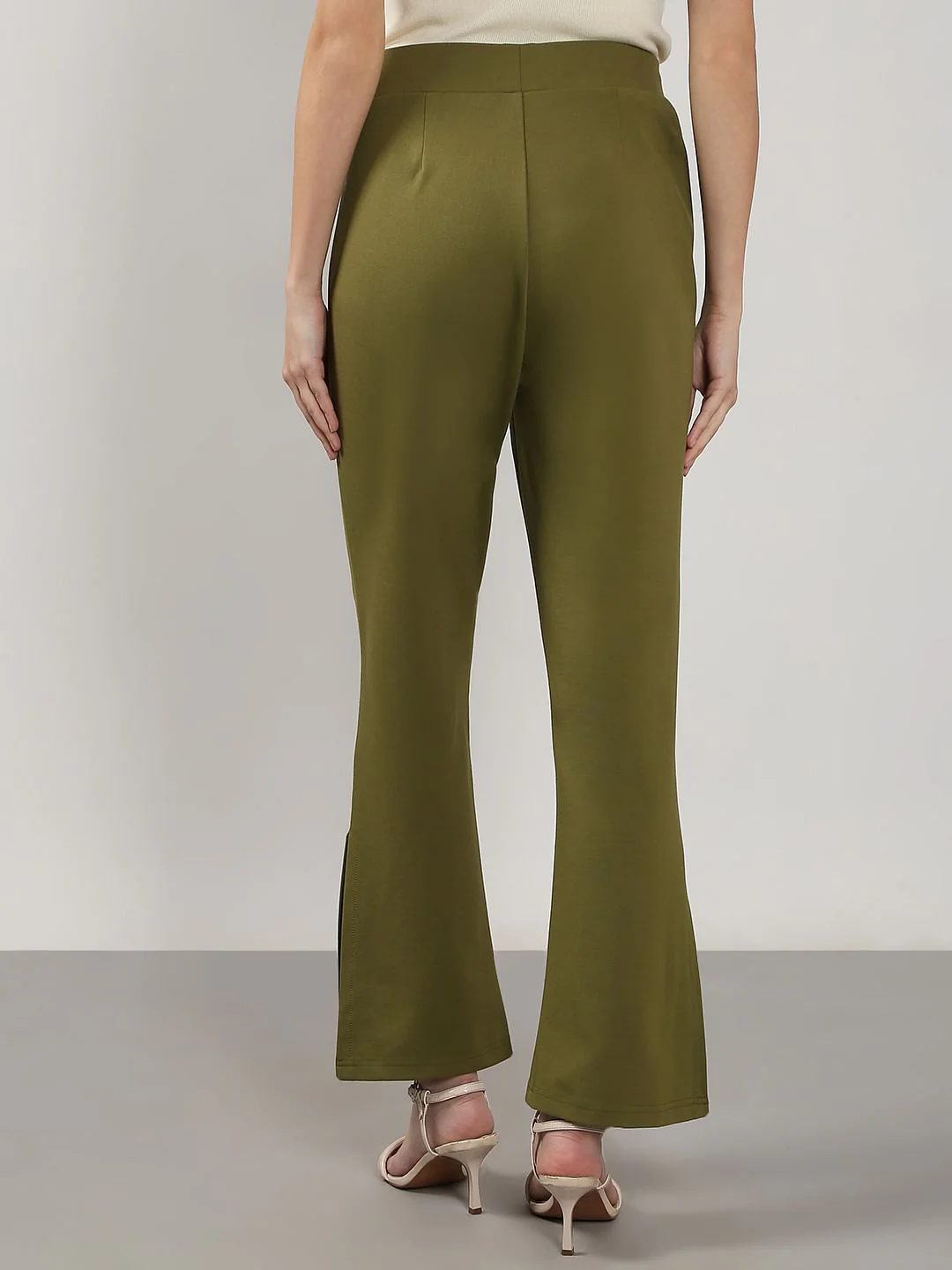 Olive High Rise Flared Pants - Image 4