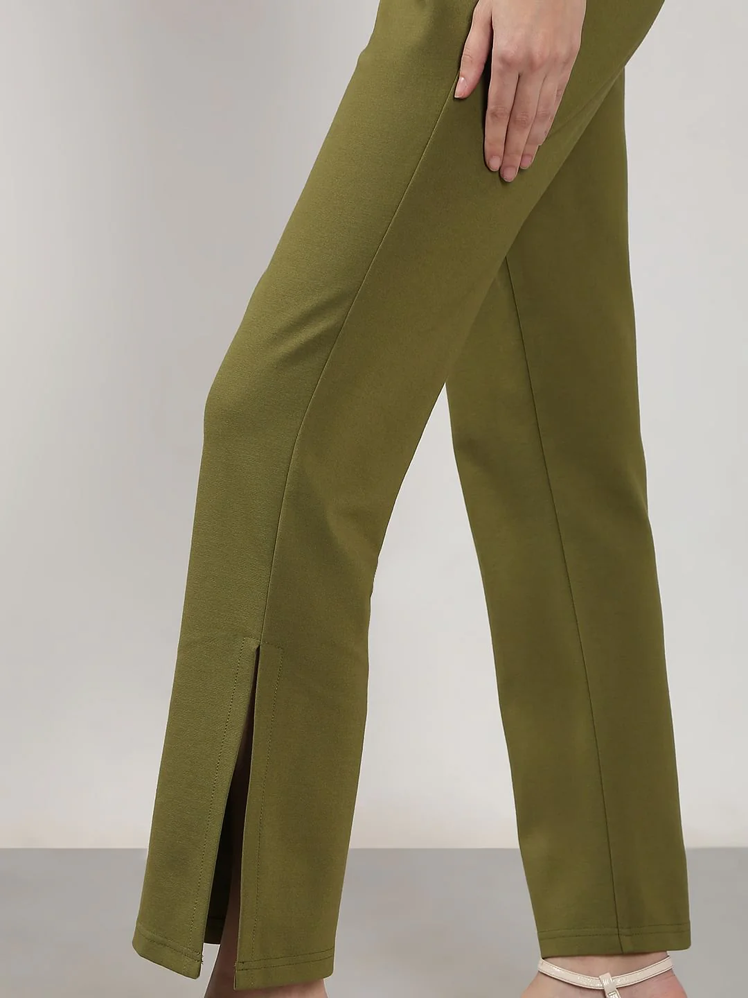 Olive High Rise Flared Pants - Image 9