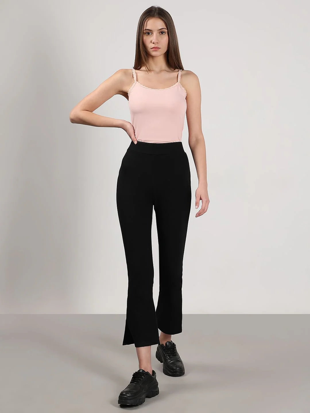 Black High Rise Flared Pants - Image 5