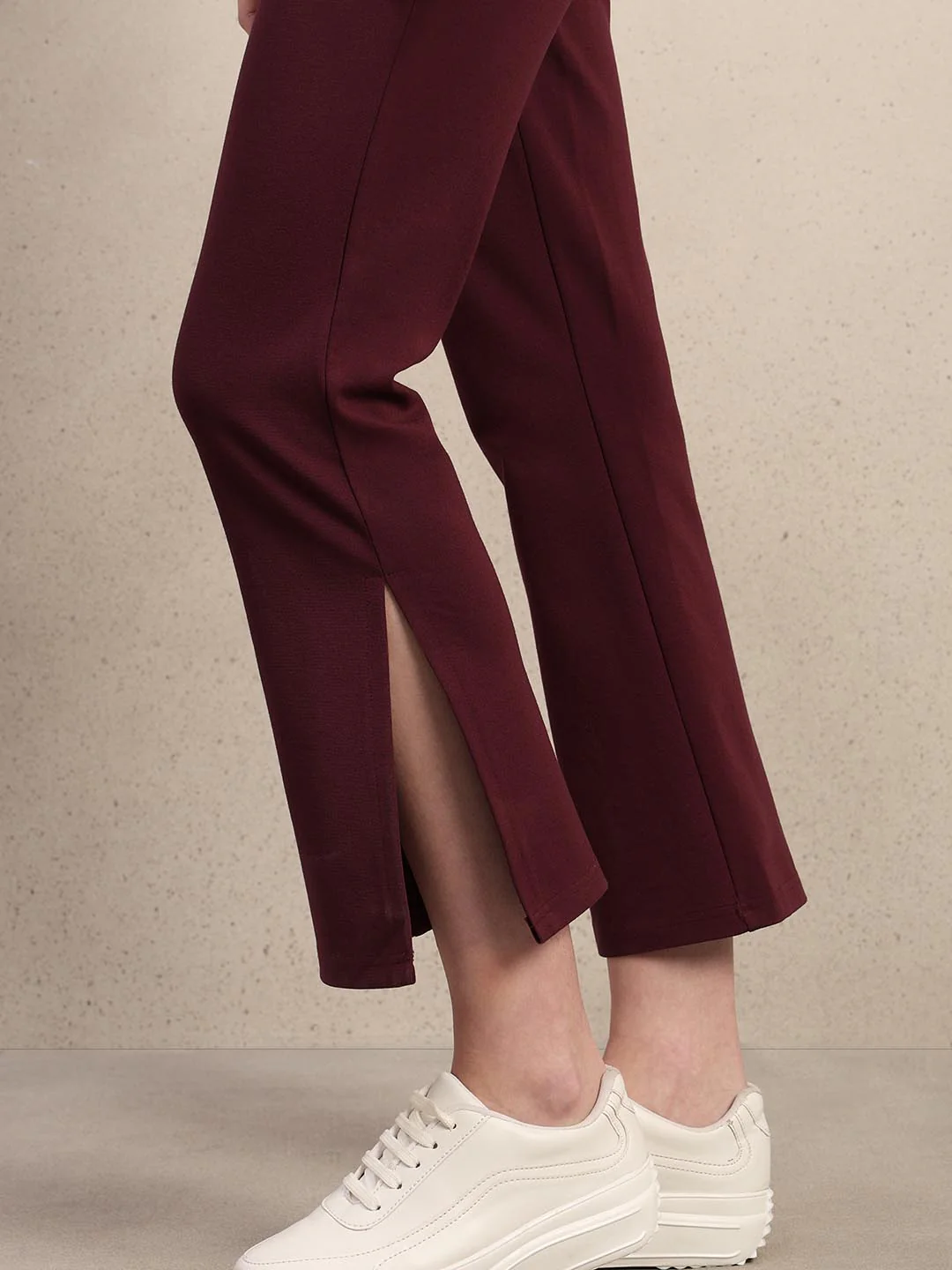Maroon Ankle Length Bootcut Pants - Image 6