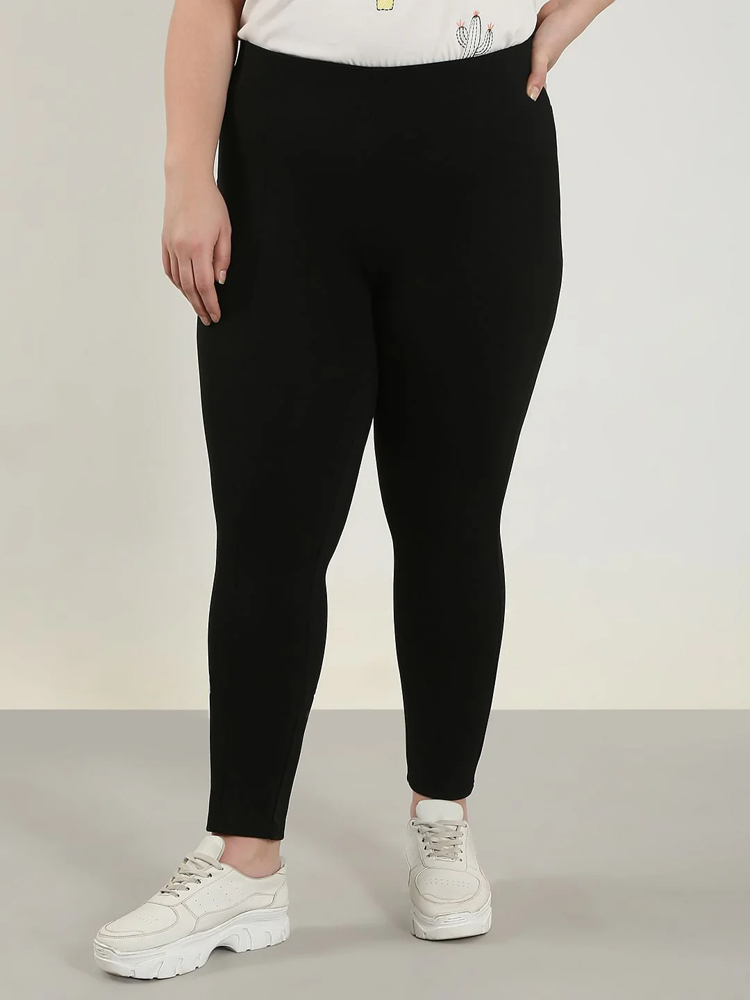 Curve Black High Rise Skinny Jeggings - Image 2