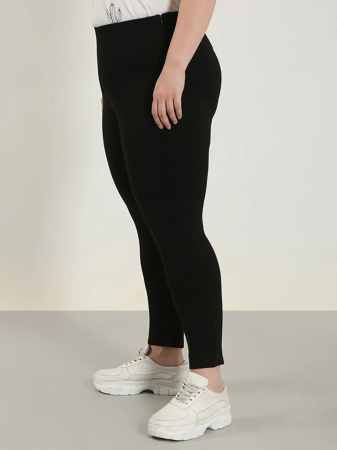 Curve Black High Rise Skinny Jeggings - Image 3