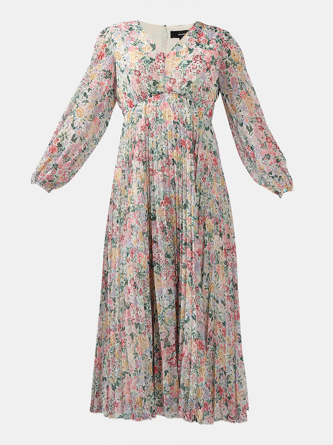 Multi-Colour Floral Pleated Midi Dress - Image 7
