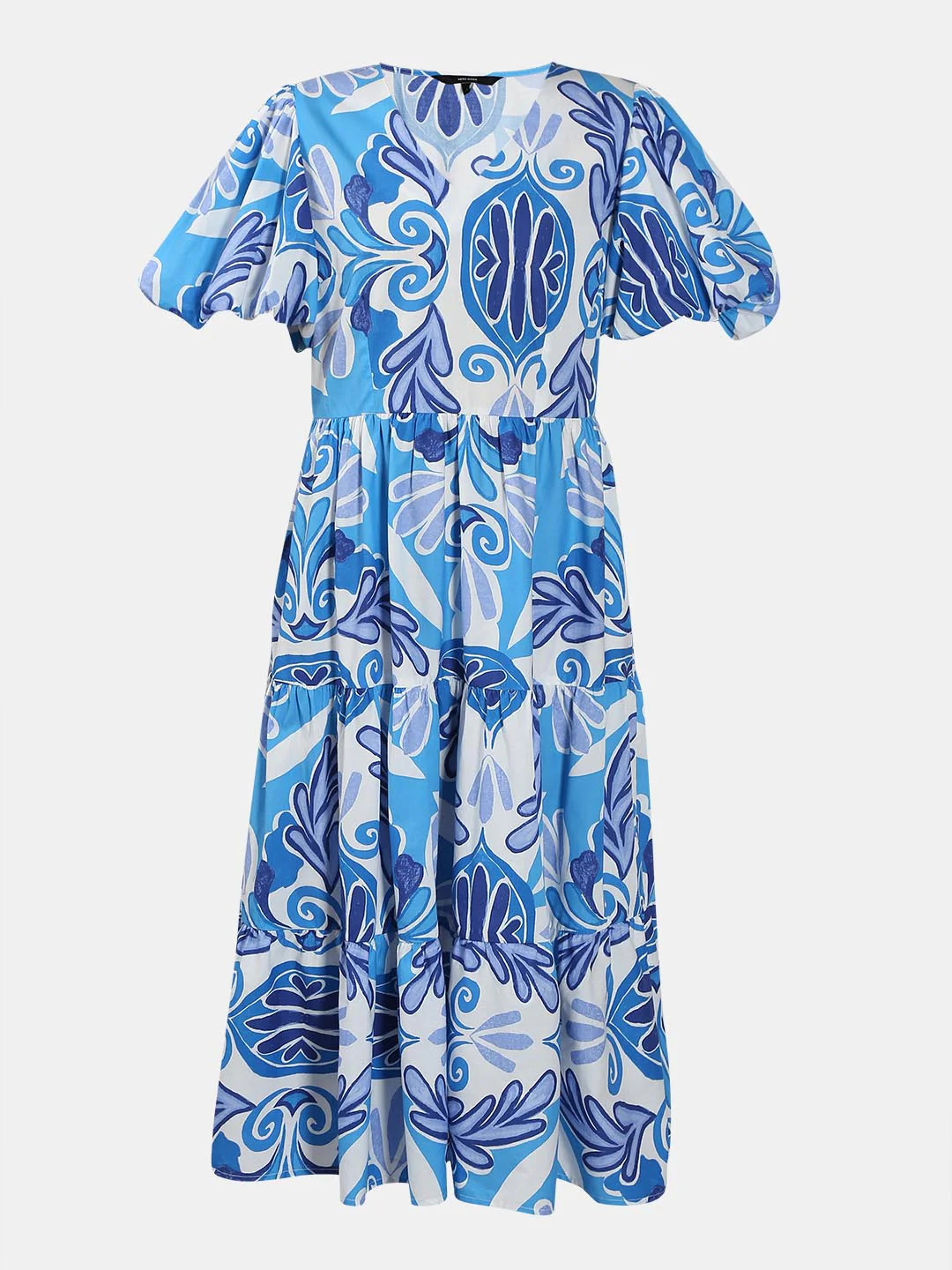 Vero Moda Blue Printed Cotton Midi Dress - Image 7