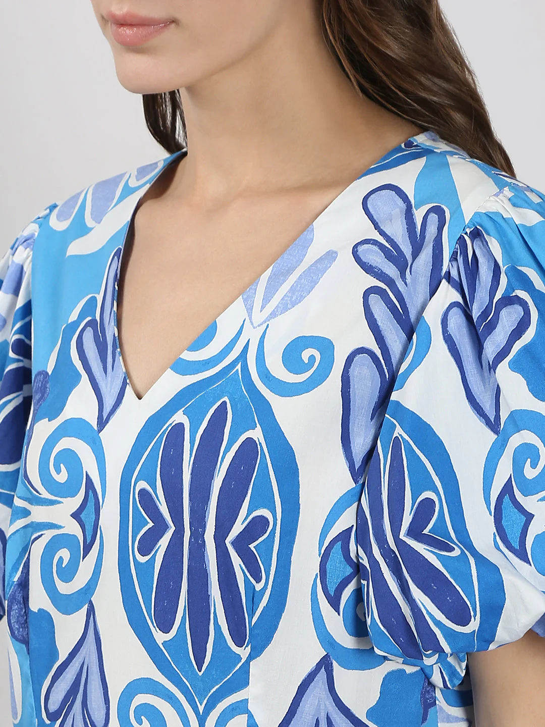Blue Printed Midi Dress - Image 6