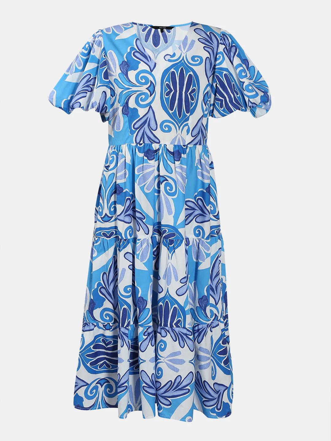Blue Printed Midi Dress - Image 7