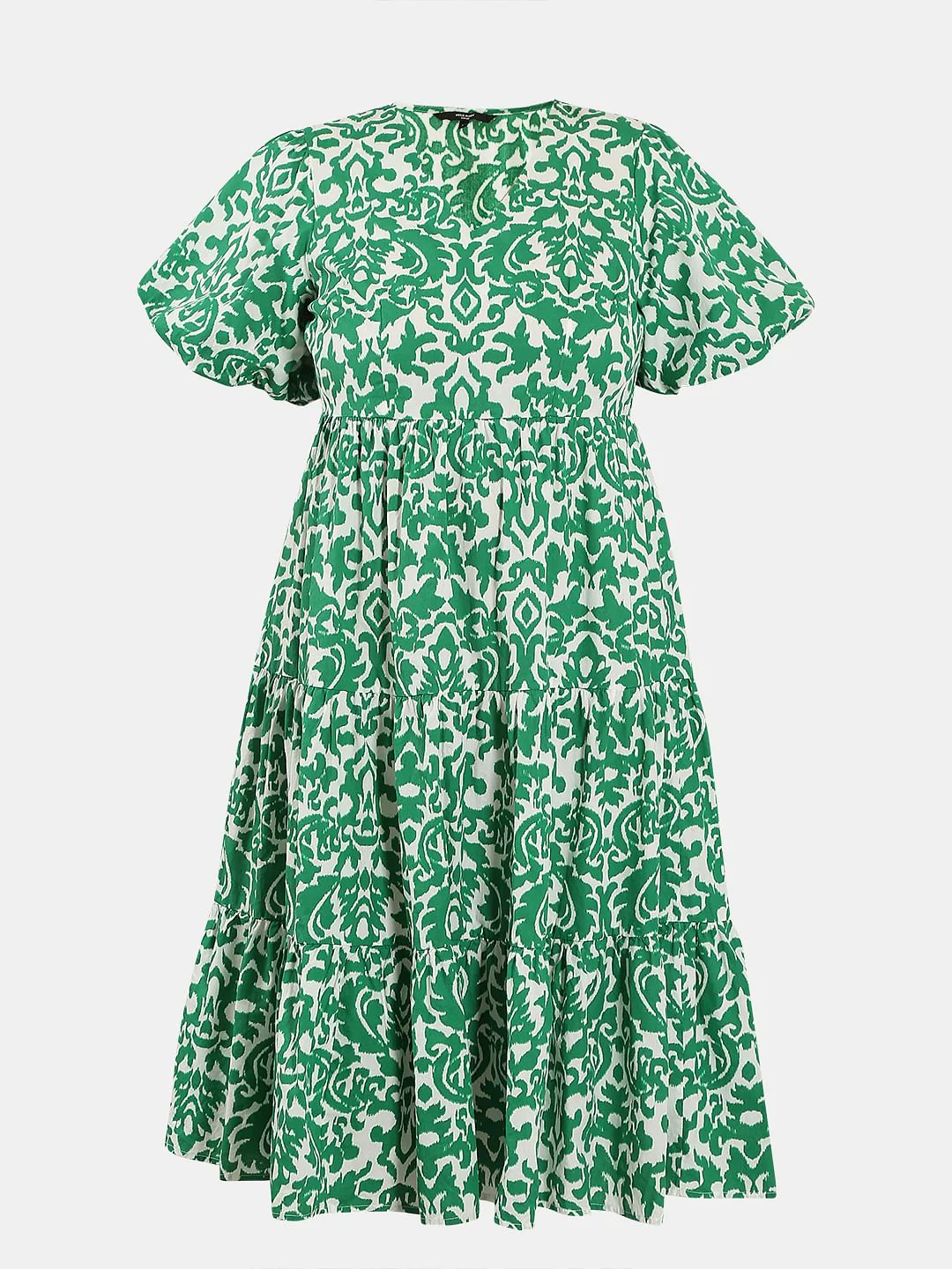Curve Green Abstract Print Midi Dress - Image 7
