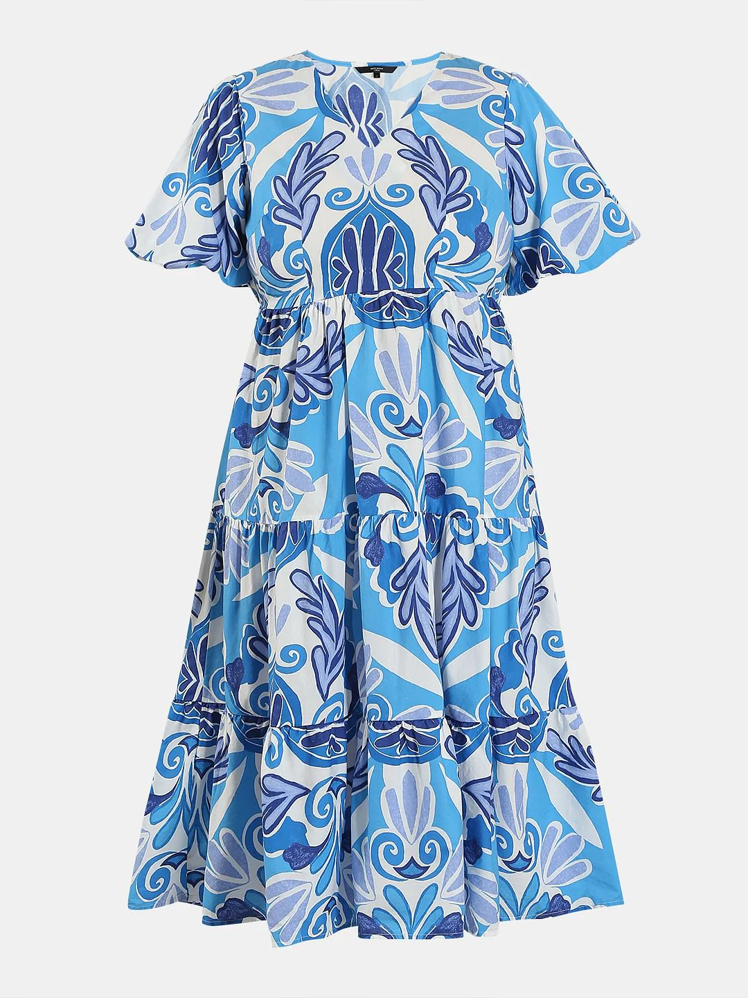 Curve Blue Printed Midi Dress - Image 7
