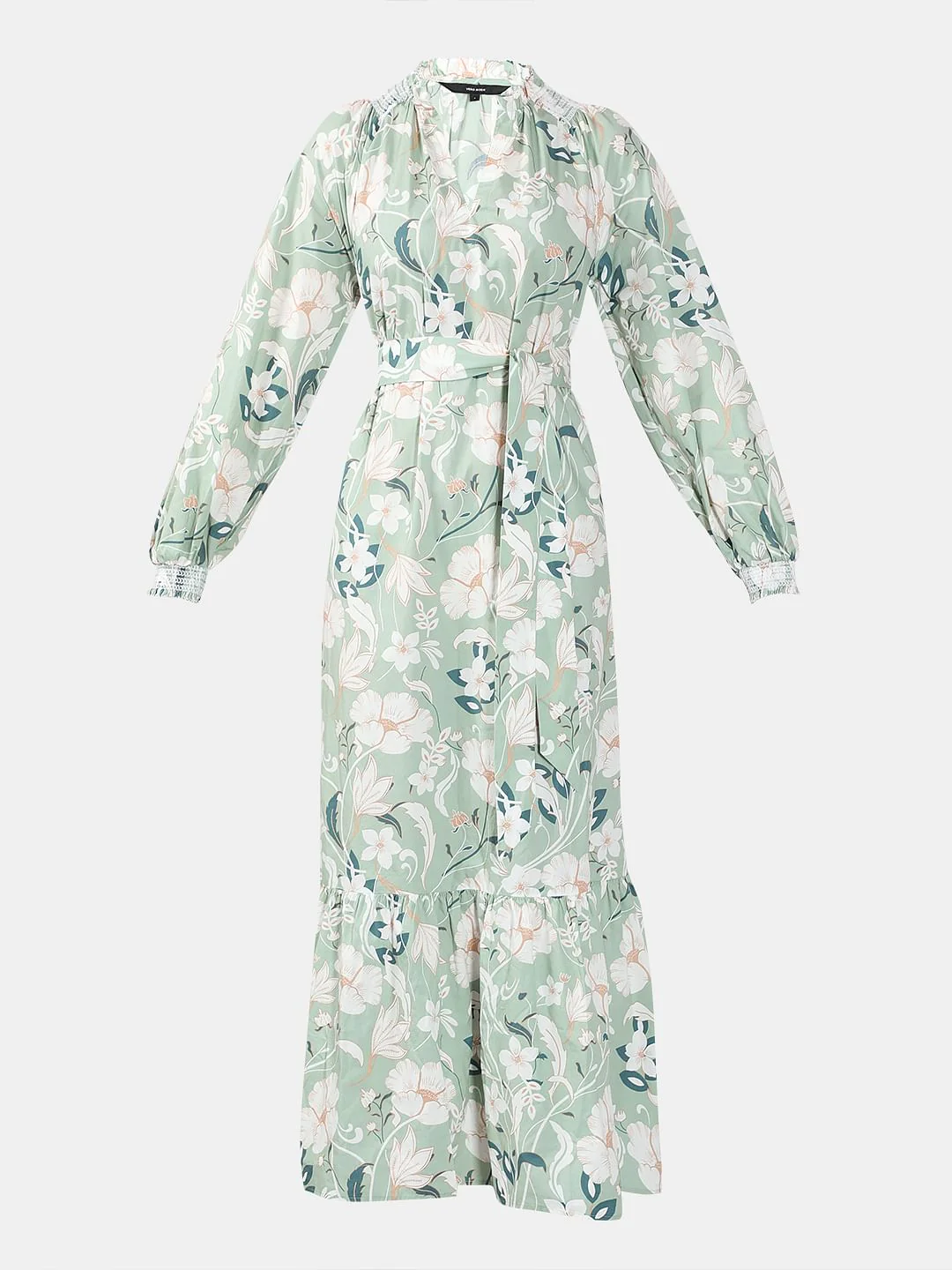 Green Floral Cotton Midi Dress - Image 7