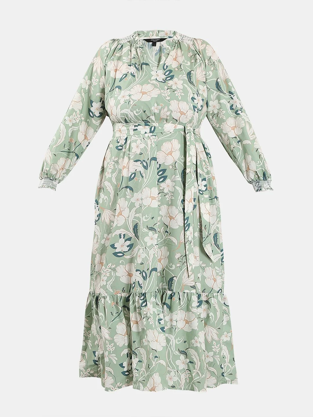 Curve Green Floral Cotton Midi Dress - Image 7