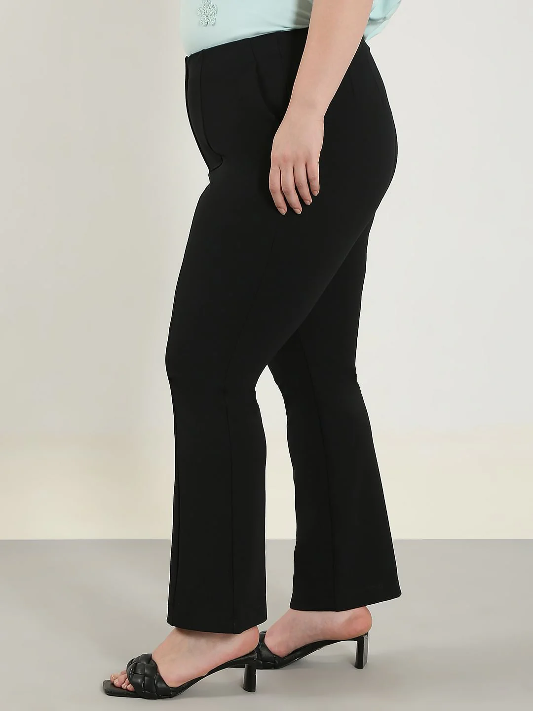 Curve Black High Rise Flared Pants - Image 3