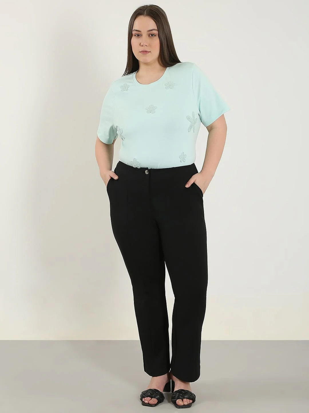 Curve Black High Rise Flared Pants - Image 5