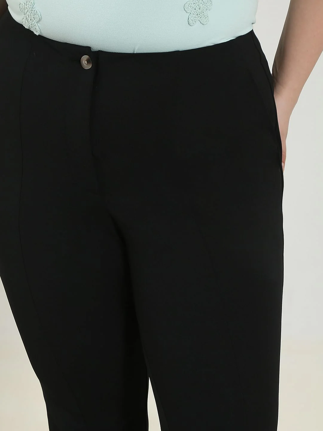 Curve Black High Rise Flared Pants - Image 6