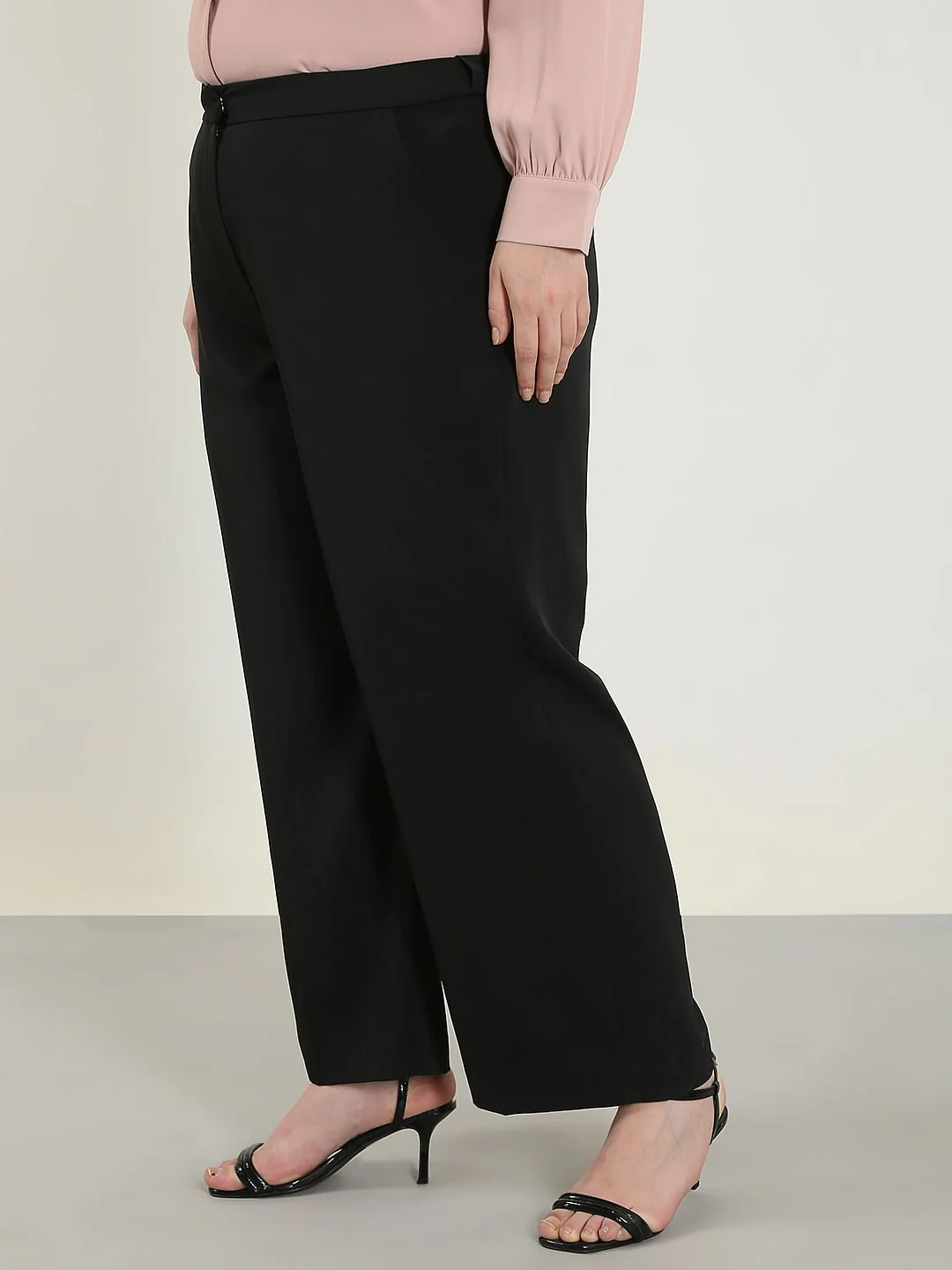 Curve Black High Rise Flared Pants - Image 3