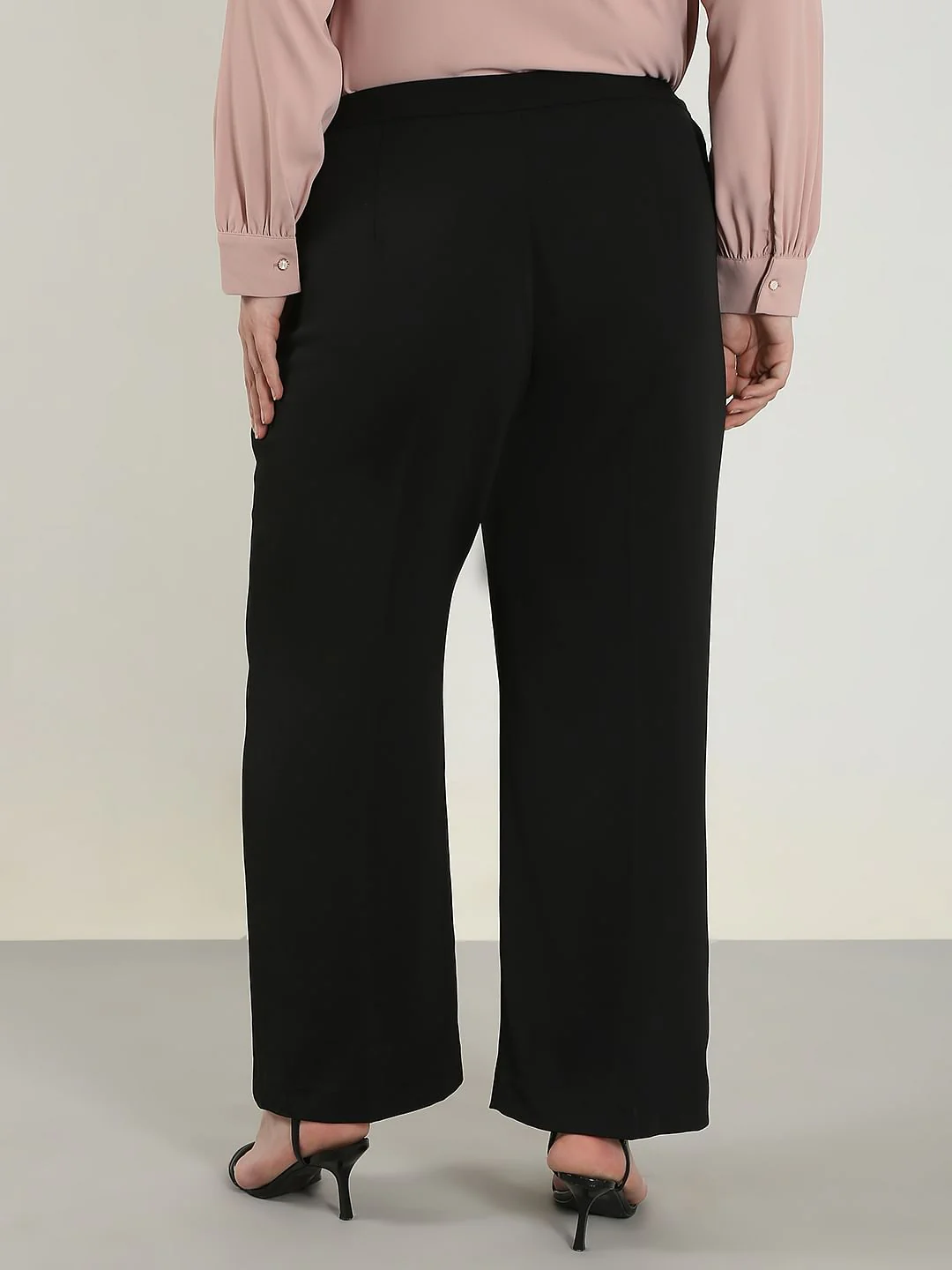 Curve Black High Rise Flared Pants - Image 4