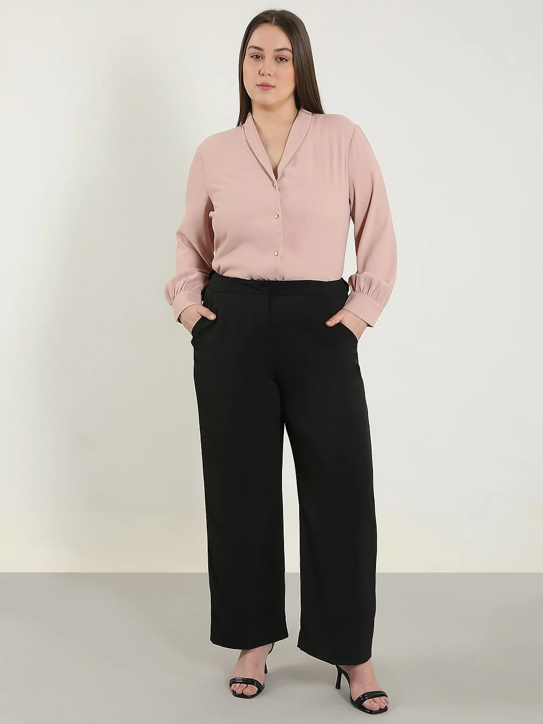 Curve Black High Rise Flared Pants - Image 5