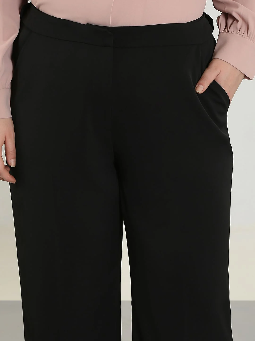 Curve Black High Rise Flared Pants - Image 6