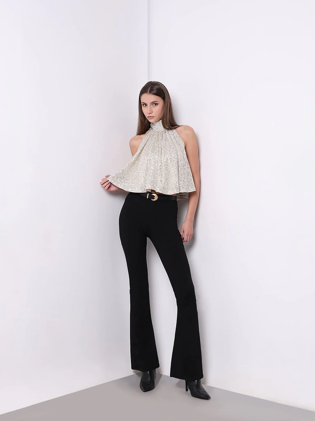 Silver Sequined Halter Neck Top - Image 5