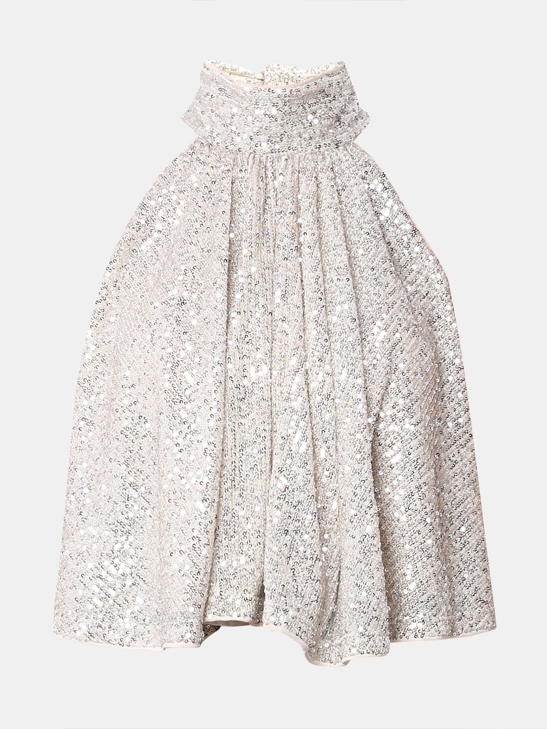 Silver Sequined Halter Neck Top - Image 7