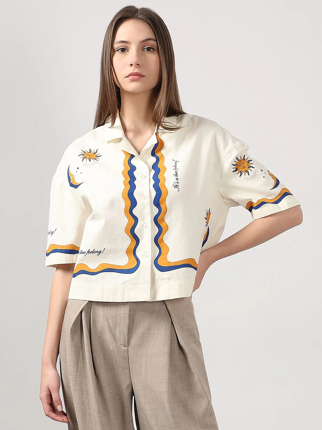Ecru Printed Shirt - Image 2