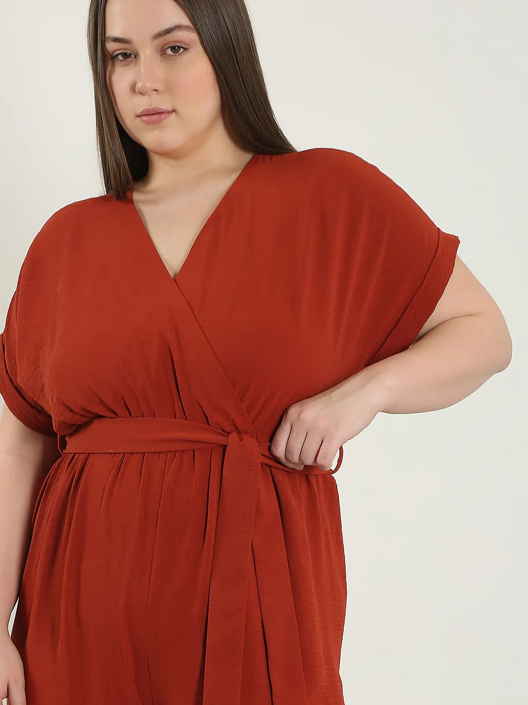 Curve Red V Neck Jumpsuit - Image 5