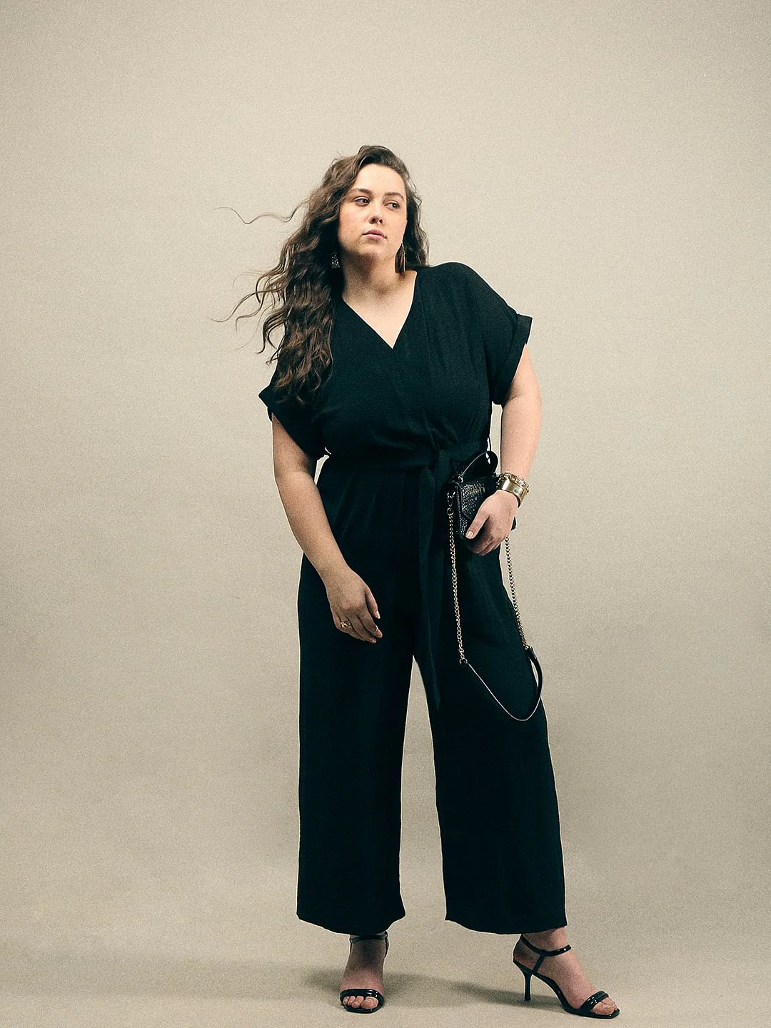 Curve Black V Neck Jumpsuit