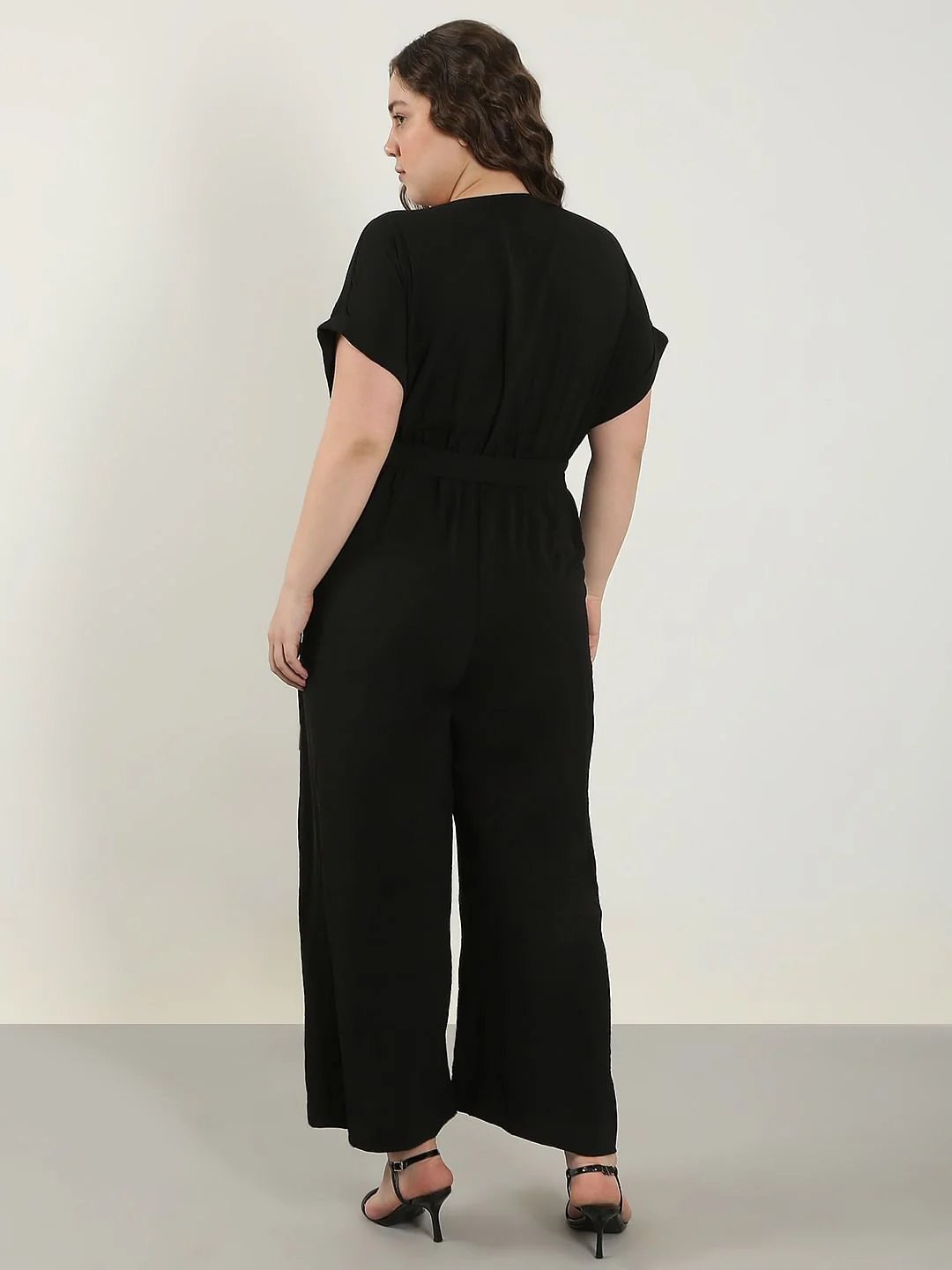 Curve Black V Neck Jumpsuit - Image 4