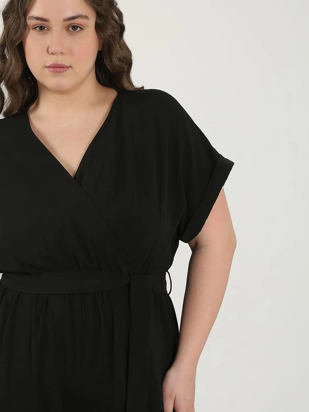 Curve Black V Neck Jumpsuit - Image 5
