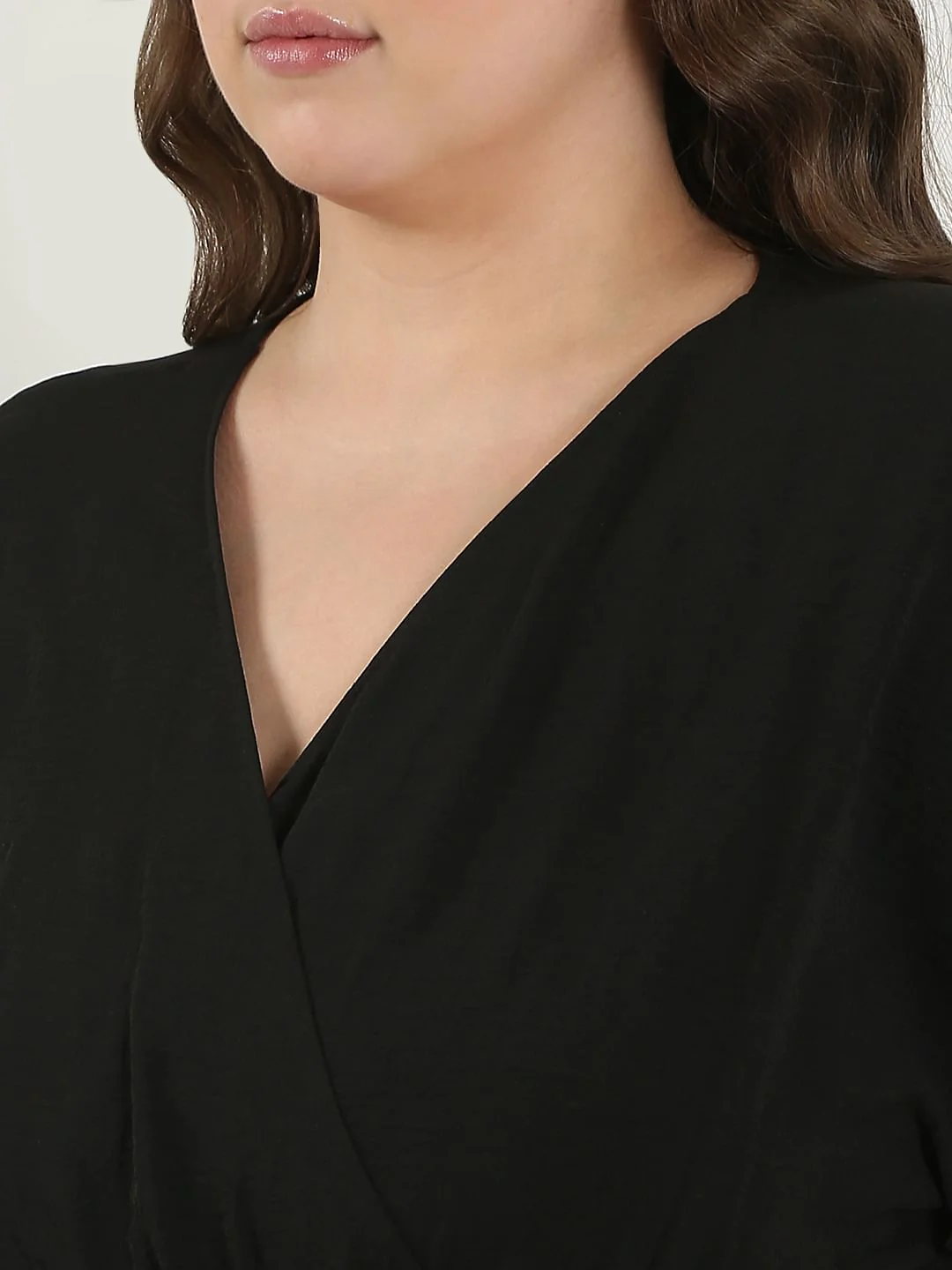 Curve Black V Neck Jumpsuit - Image 6