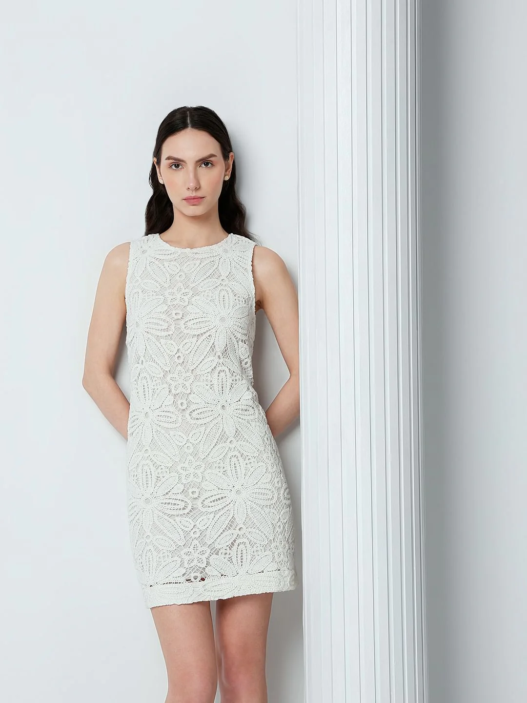 White Floral Lace Dress - Image 2