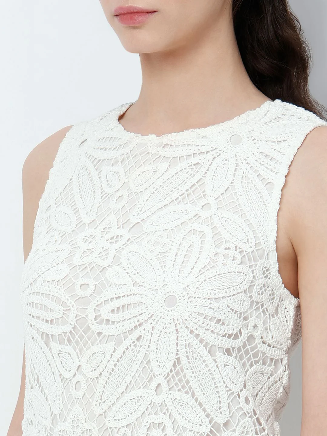 White Floral Lace Dress - Image 8