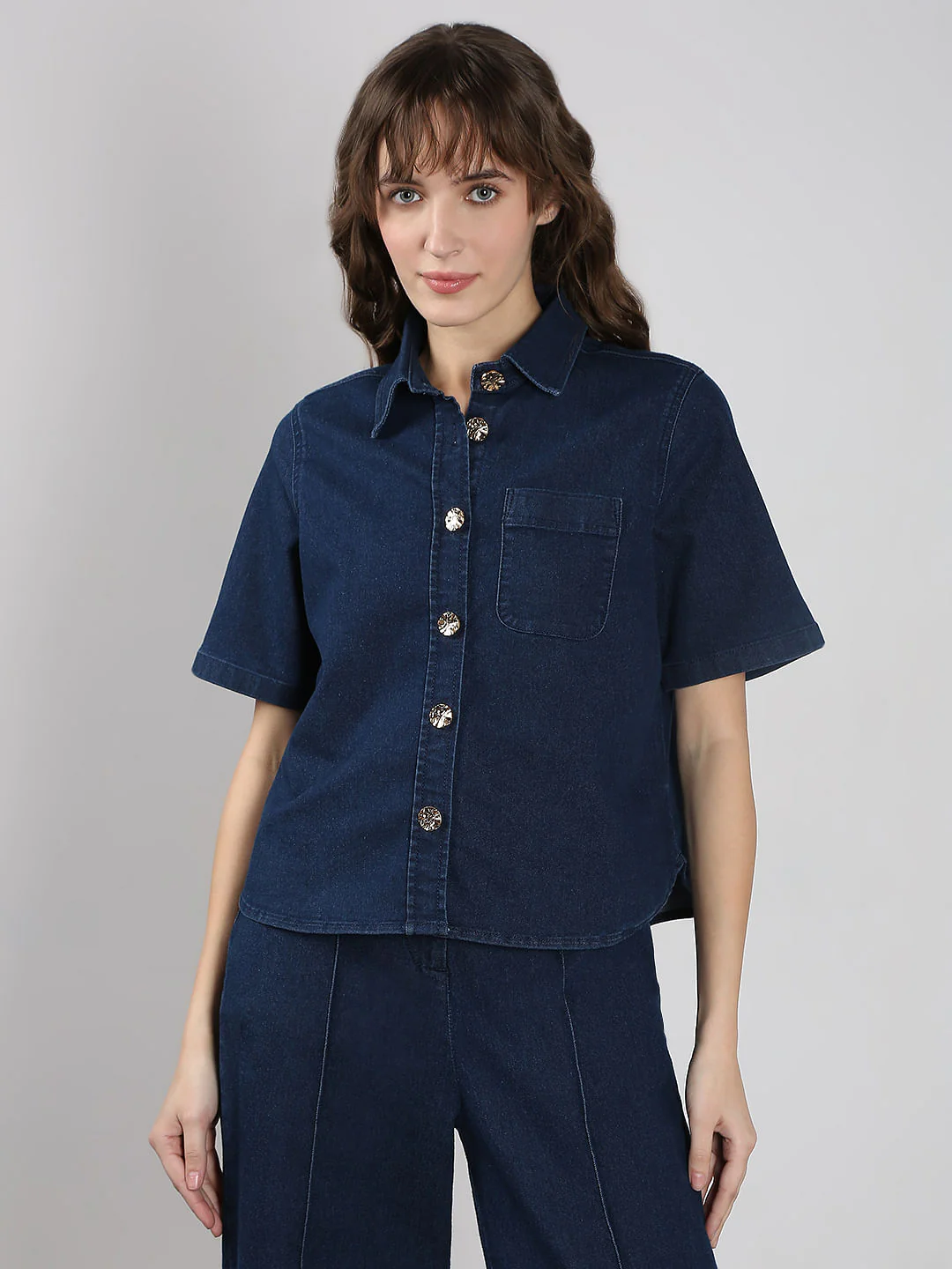 Blue Co-Ord Set Denim Shirt - Image 2