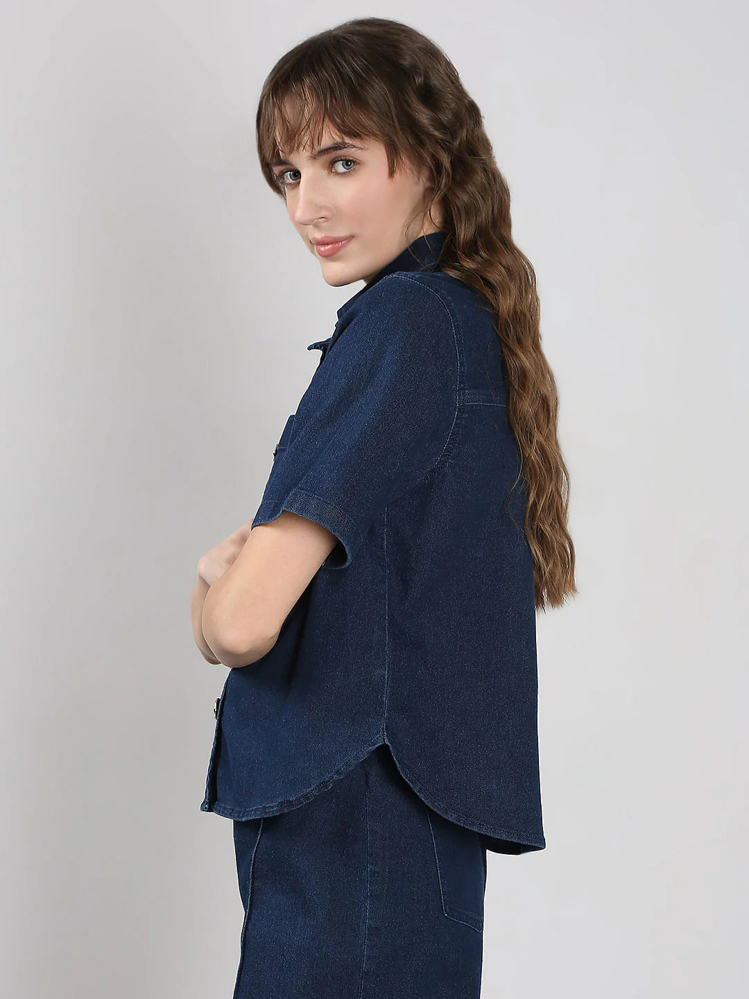 Blue Co-Ord Set Denim Shirt - Image 3