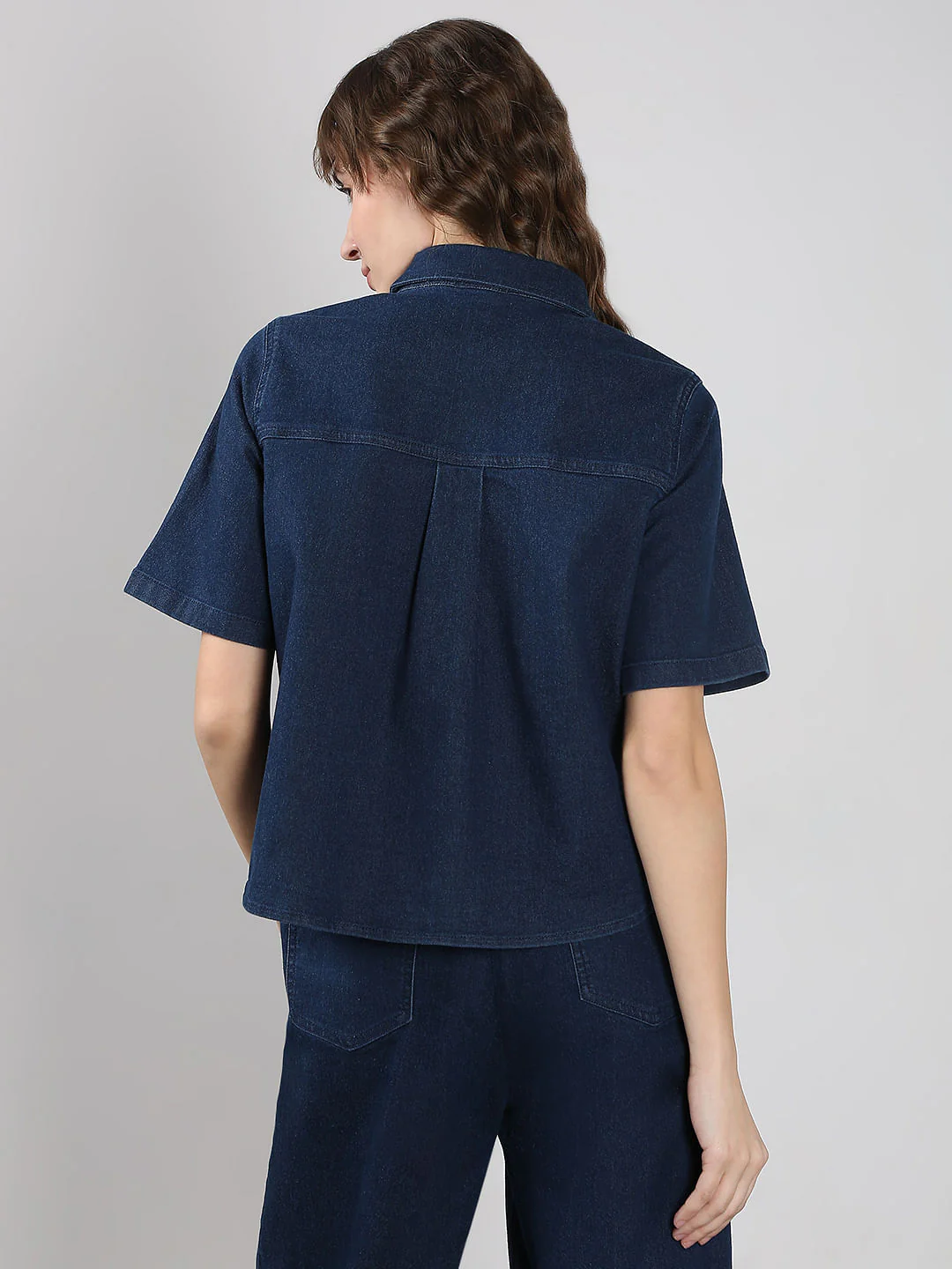 Blue Co-Ord Set Denim Shirt - Image 4