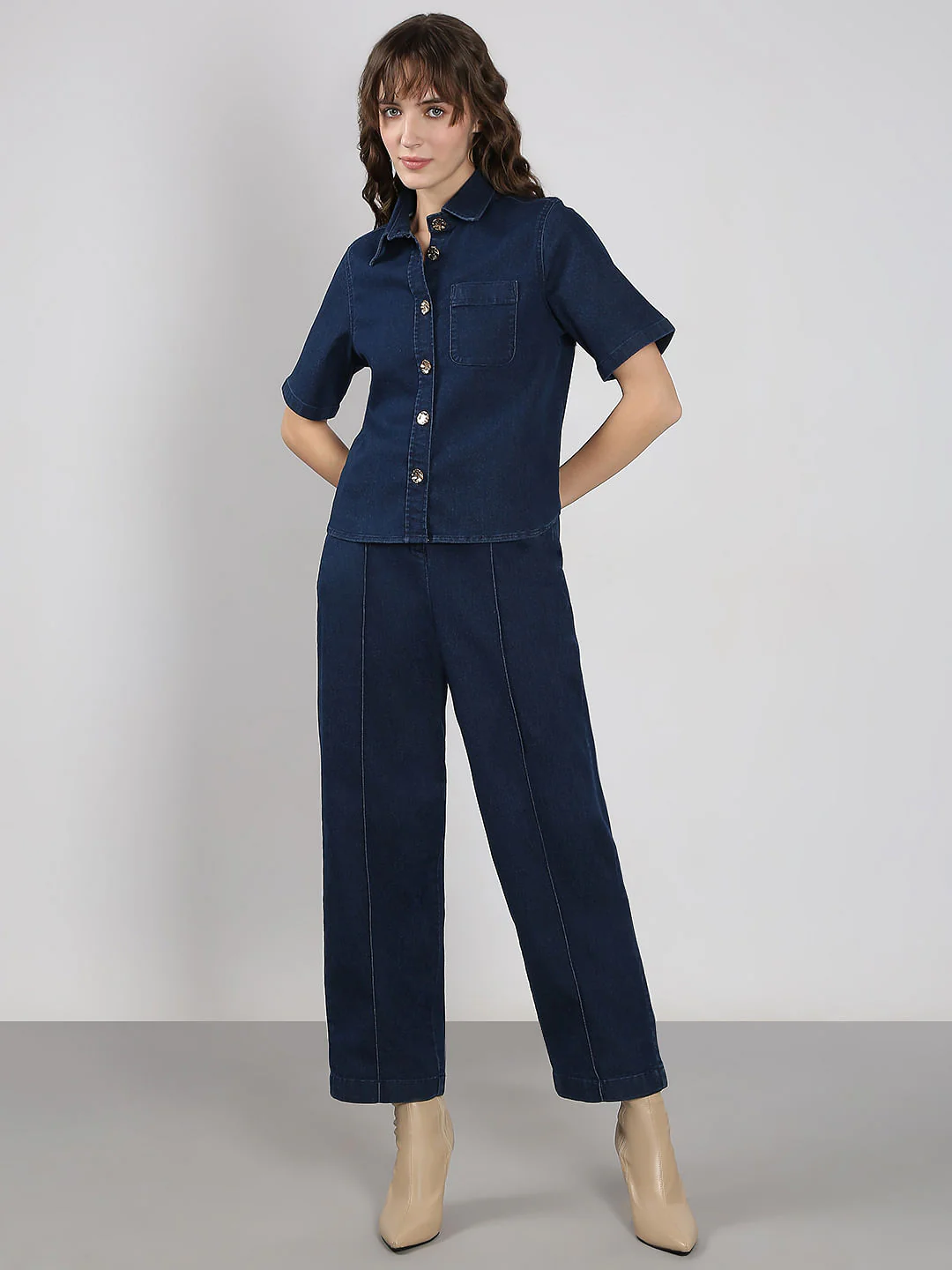 Blue Co-Ord Set Denim Shirt - Image 5