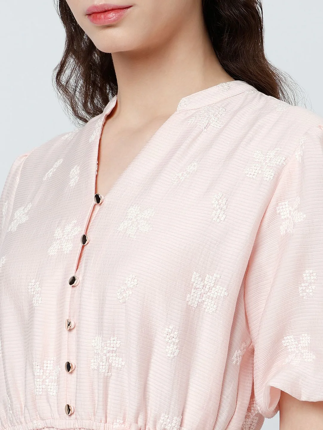 Light Pink Embroidered Midi Dress - Image 6