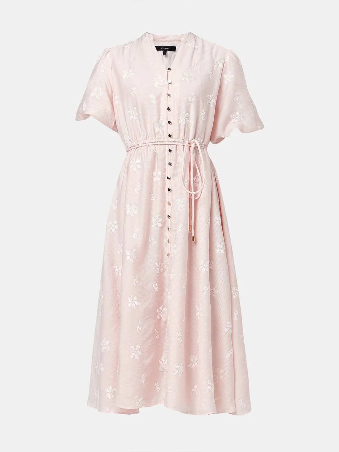 Light Pink Embroidered Midi Dress - Image 7