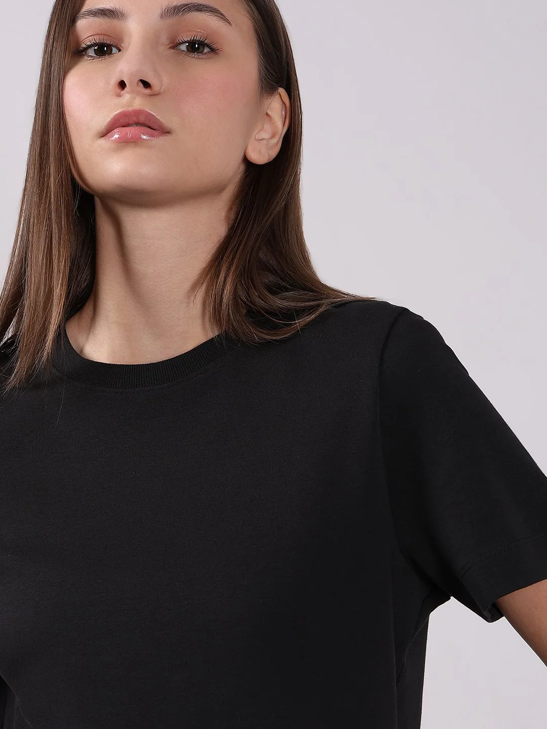 Black Cotton O-Neck T-Shirt - Image 6
